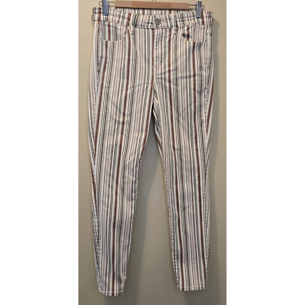 American Eagle Womens Sz 10 Cream/gray/pink Next Level Stretch High Waisted